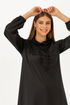 Kapuzenpullover Tunika Schwarz TFS3515 - Thumbnail