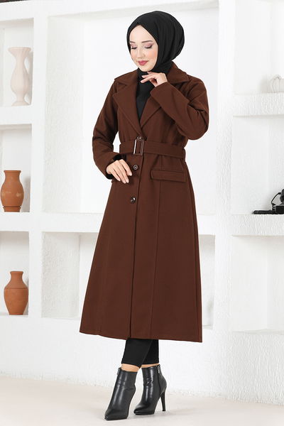 MSV - Kaşe Kaban MSV12516 Koyu Kahverengi