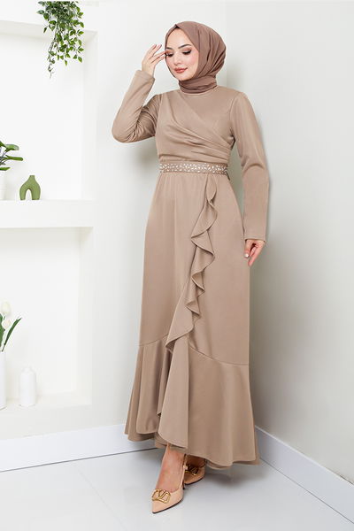 MRV K.T.R. - Kemeri Taş Detaylı Elbise 4445KTR927-M Vizyon - 343486