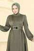 Kemeri Tokalı Saten Abiye 5695EDF311-MS Haki - Thumbnail