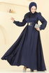 Kemeri Tokalı Saten Abiye 5695EDF311-MS Laci - Thumbnail