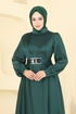 Kemeri Tokalı Saten Abiye 5695EDF311-MS Zümrüt - Thumbnail