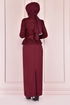 Kemerli Abiye Bordo ASM2175 - Thumbnail