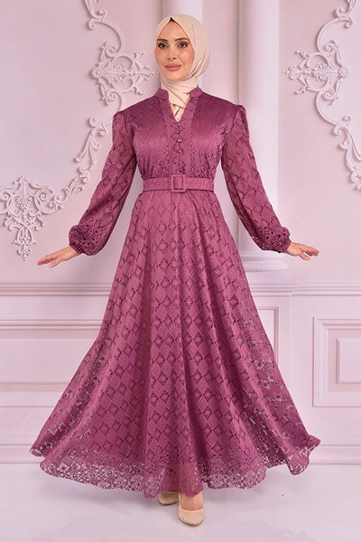 NEV - Kemerli Dantel Abiye Gül Kurusu NEV14733