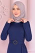 Kemerli Elbise İndigo ASM5085 - Thumbnail