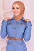 Kemerli Elbise Mavi MSK9715 - Thumbnail