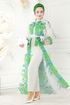Kemerli Poplin Elbise 23119JNF844-MS Benetton Yeşili - Thumbnail