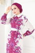 Kemerli Poplin Elbise 23119JNF844-MS Fuşya - Thumbnail