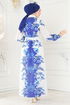 Kemerli Poplin Elbise 23119JNF844-MS Saks - Thumbnail