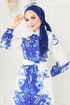 Kemerli Poplin Elbise 23119JNF844-MS Saks - Thumbnail