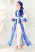 Kemerli Poplin Elbise 23119JNF844-MS Saks - Thumbnail