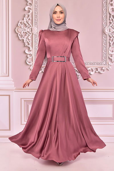 NEV - Kemerli Saten Abiye Gül Kurusu NEV14862