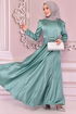 Kemerli Saten Abiye Mint NEV14862 - Thumbnail