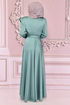 Kemerli Saten Abiye Mint NEV14862 - Thumbnail