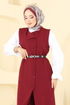 Kemerli Üçlü Tesettür Takım 1349MP806-MS Bordo - Thumbnail