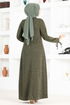 Knopf Details Kleid MSL1171 Khaki - Thumbnail