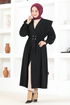 Knopf Details Kleid MSL1782 Schwarz - Thumbnail