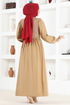 Knopf Details Kleid MSL3000 Latte - Thumbnail