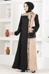 Knopf Details Kleid Schwarz ASM2460 - Thumbnail