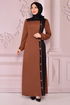 Knopf Details Kleid Taba ASM2460 - Thumbnail