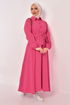 Knopfleiste Kleid Fuchsia END5530 - Thumbnail