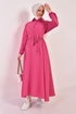 Knopfleiste Kleid Fuchsia END5530 - Thumbnail