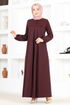 Knopfleiste Kleid MSL14321 Bordeaux - Thumbnail