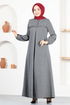 Knopfleiste Kleid MSL14321 Grau - Thumbnail