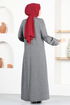 Knopfleiste Kleid MSL14321 Grau - Thumbnail