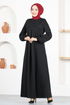 Knopfleiste Kleid MSL14321 Schwarz - Thumbnail