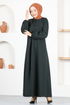 Knopfleiste Kleid MSL14321 Smaragde - Thumbnail