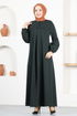 Knopfleiste Kleid MSL14321 Smaragde - Thumbnail