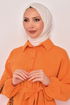 Knopfleiste Kleid Orange END5530 - Thumbnail