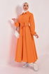 Knopfleiste Kleid Orange END5530 - Thumbnail