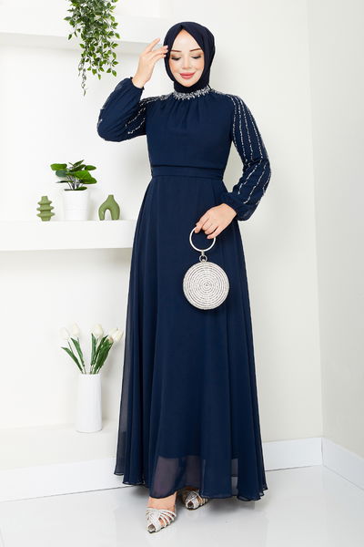 MRV L.P.N. - Kolları İşlemeli Abiye 6089LPN909-M Laci - 344526