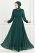Kolları İşlemeli Abiye 6089LPN909-M Zümrüt - Thumbnail