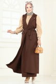 U.K.B. - Kruvaze Yaka Etekli Takım 23022UKB139-MS Kahve