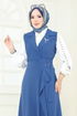 Kruvaze Yaka Tesettür Jile 9036S324-MS İndigo - Thumbnail