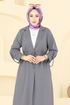 Kruvaze Yaka Tesettür Takım PL9140-MS Gri - Thumbnail