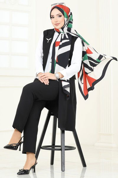 M.P. - Kruvaze Yaka Yelekli Takım 820MP806-MS Siyah