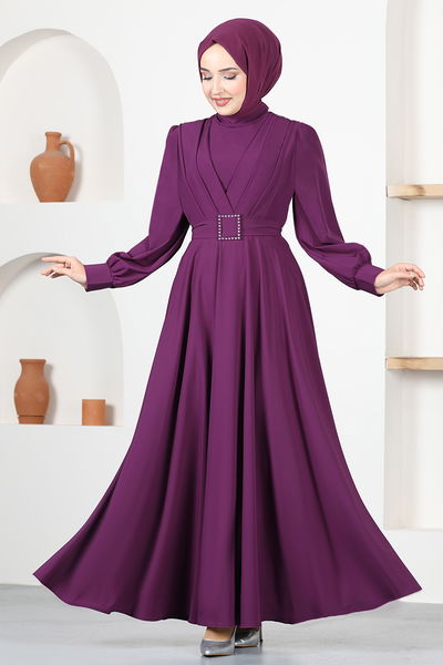 ASM - Kuşaklı Abiye ASM12663 Mürdüm