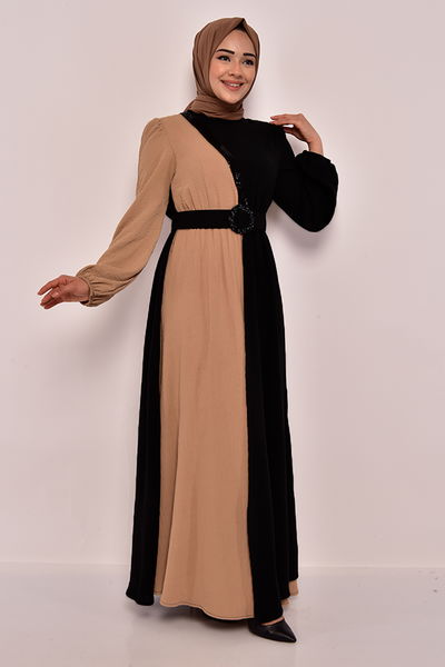 ASM - Kuşaklı Elbise Camel ASM2549