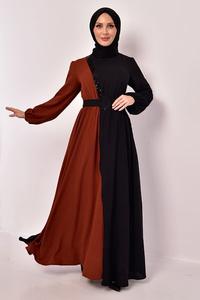 ASM - Kuşaklı Elbise Kiremit ASM2549