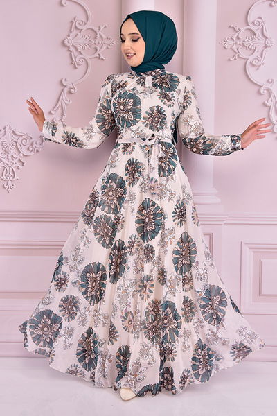 NEV - Kuşaklı Şifon Elbise Mint NEV24725