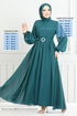 La Ceinture Bouclé Mousseline Robe 5672END900-L Huile - Thumbnail
