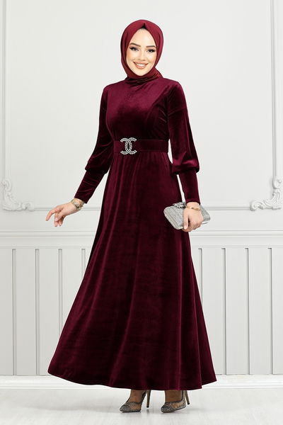 MRV E.F.Y. - La Ceinture Pierreux Velours Robe de soirée 3067 EFY931-L Bourgogne