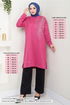 La Pierre À Motifs Hijab Équipe 6040UZ1029-M Fuchsia & Noir - Thumbnail