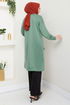 La Pierre À Motifs Hijab Équipe 6040UZ1029-M Menthe & Noir - Thumbnail