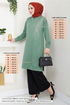 La Pierre À Motifs Hijab Équipe 6040UZ1029-M Menthe & Noir - Thumbnail
