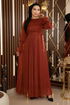 La Pierre Détaillé Argenté Mousseline Robe de soirée Tuile MIH19113 - Thumbnail